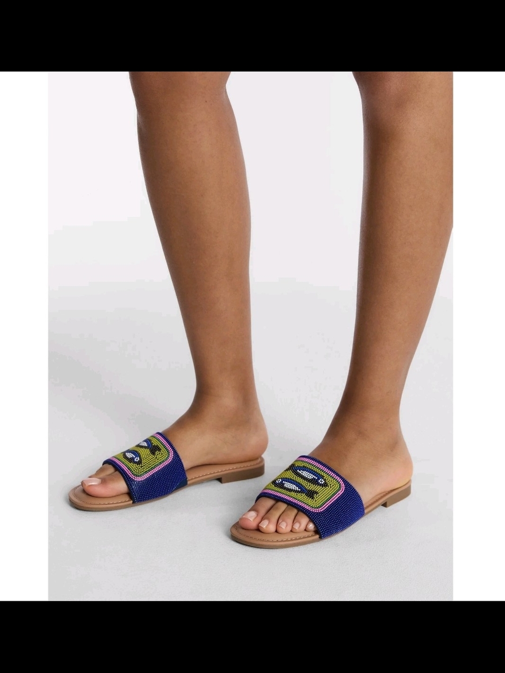 No Boundaries Beaded Slide Sandals NWT Purple Fish Summer All Size